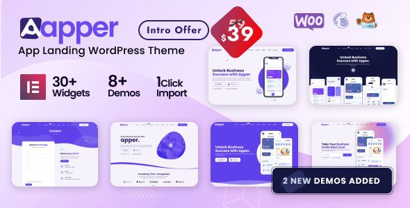 Apper 2.0.15 – App Landing Page Multi-concept WordPress Theme