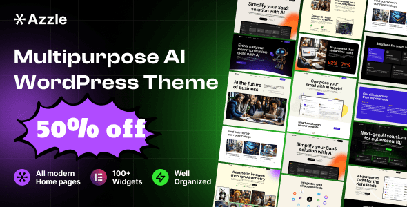 Azzle 1.0.4 – SaaS & Tech Startup Elementor WordPress Theme