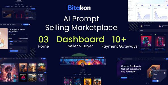 Bitakon 1.0.5 – AI Prompt Buy Selling Marketplace (Multi Seller)