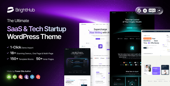 BrightHub 1.0.4 – SaaS & Tech Startup WordPress Theme