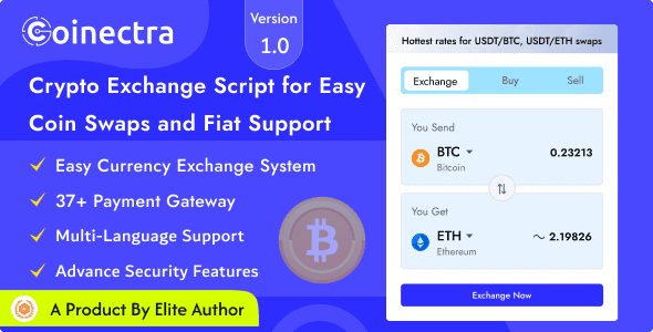 Coinectra 1.1 – Buy, Sell and Crypto Currency Exchange Script