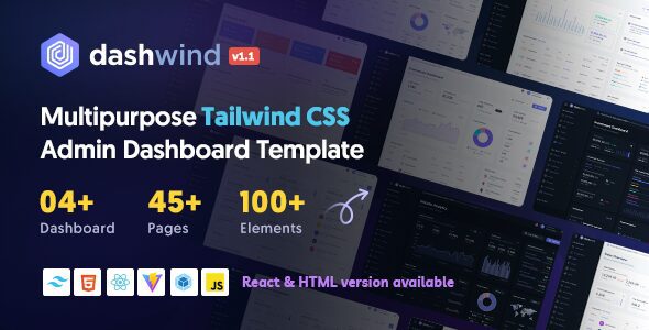 DashWind 1.1.0 – Multipurpose Tailwind CSS Admin Dashboard Template