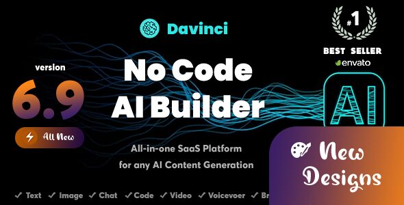 Davinci AI 8.3 – OpenAI Content, Text, Image, Voice, Chat, Code, Transcript, and Video Generator as SaaS