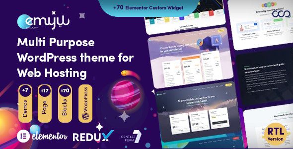 Emyui 2.6 – Multipurpose Web Hosting WordPress Theme