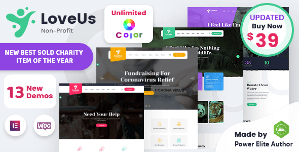 Loveus 3.8 – NonProfit Charity WordPress Theme