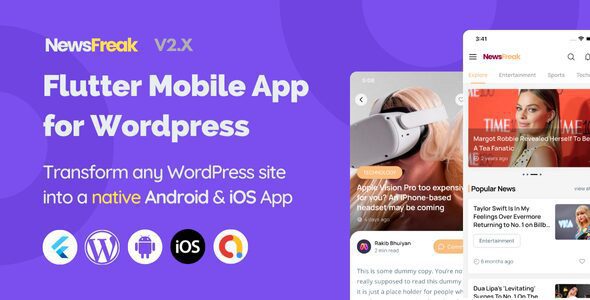 Newsfreak 2.2.3 – Flutter Mobile App for WordPress