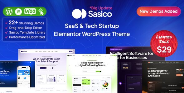 Sasico 1.1.4.1 – SaaS & Tech Startup WordPress Theme