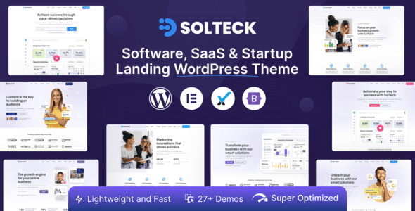 SolTeck 1.0.4 – Software, Startup & SaaS Landing WordPress Theme