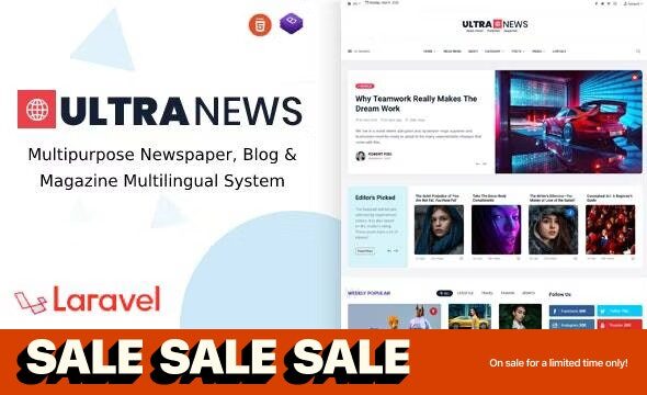 UltraNews 3.4.0 – Laravel Newspaper, Blog Multilingual System with support AI Writer, Content Generator