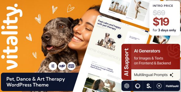Vitality 1.0.0 – Pet, Dance & Art Therapy WordPress Theme