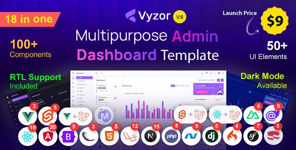 Vyzor 6.0 – Multipurpose Admin & Dashboard Template