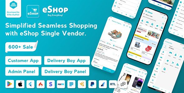eShop 4.0.6 – eCommerce Single Vendor App | Shopping eCommerce App with Flutter