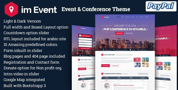 imEvent 3.4.0 – Conference Meetup Christmas New Year Halloween Event WordPress Theme